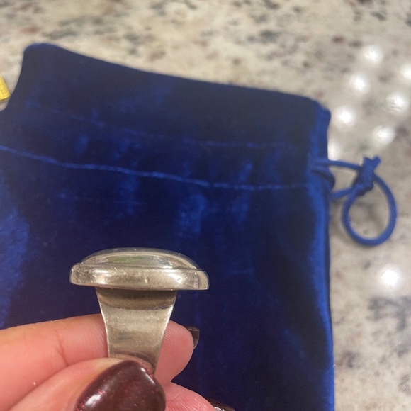 Vintage Sterling Silver .925 Mexico Stamped Oval Wide Band Ring Size 6 - Picture 4 of 7